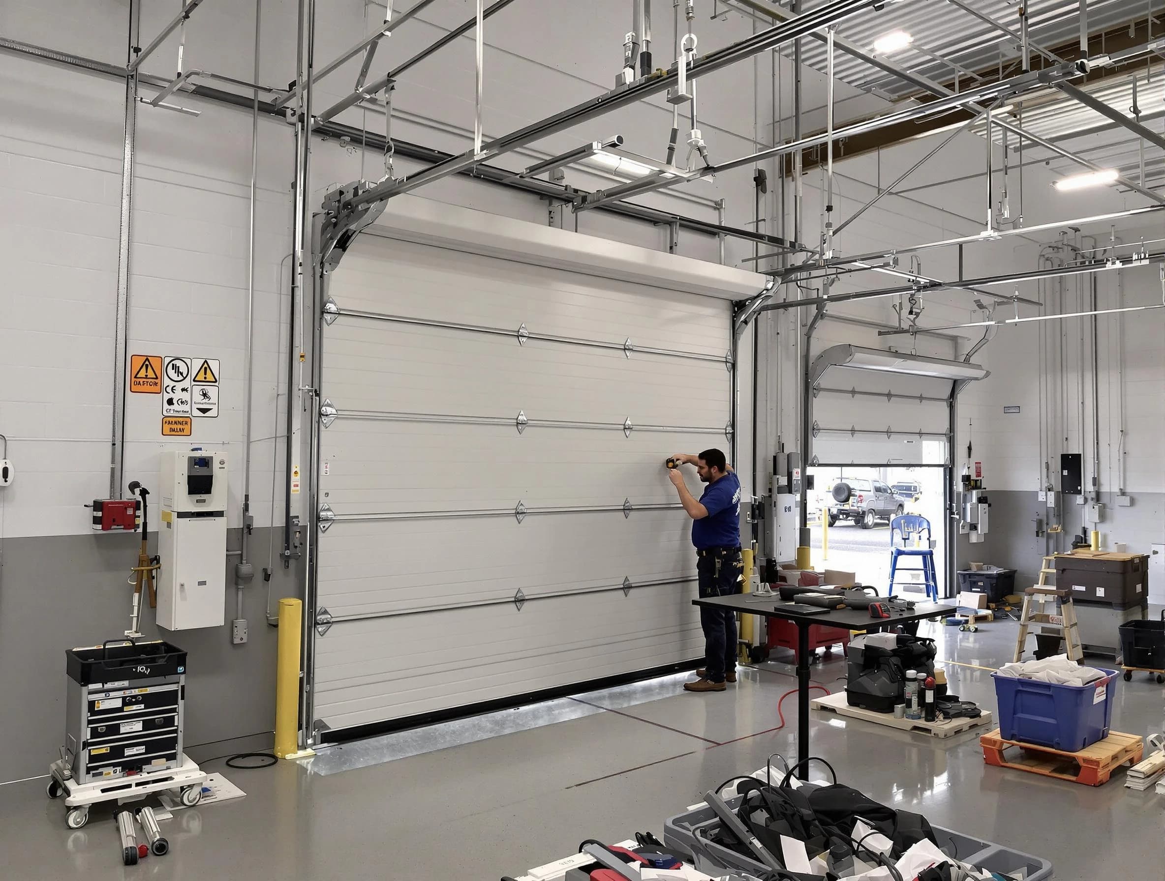 Commercial garage door repair being performed by Lewisburg Garage Door Repair expert in Lewisburg