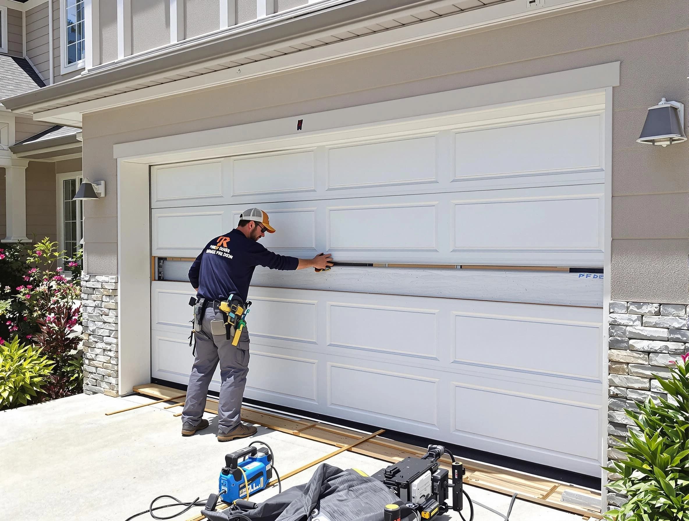 Lewisburg Garage Door Repair team performing complete garage door replacement at Lewisburg residence