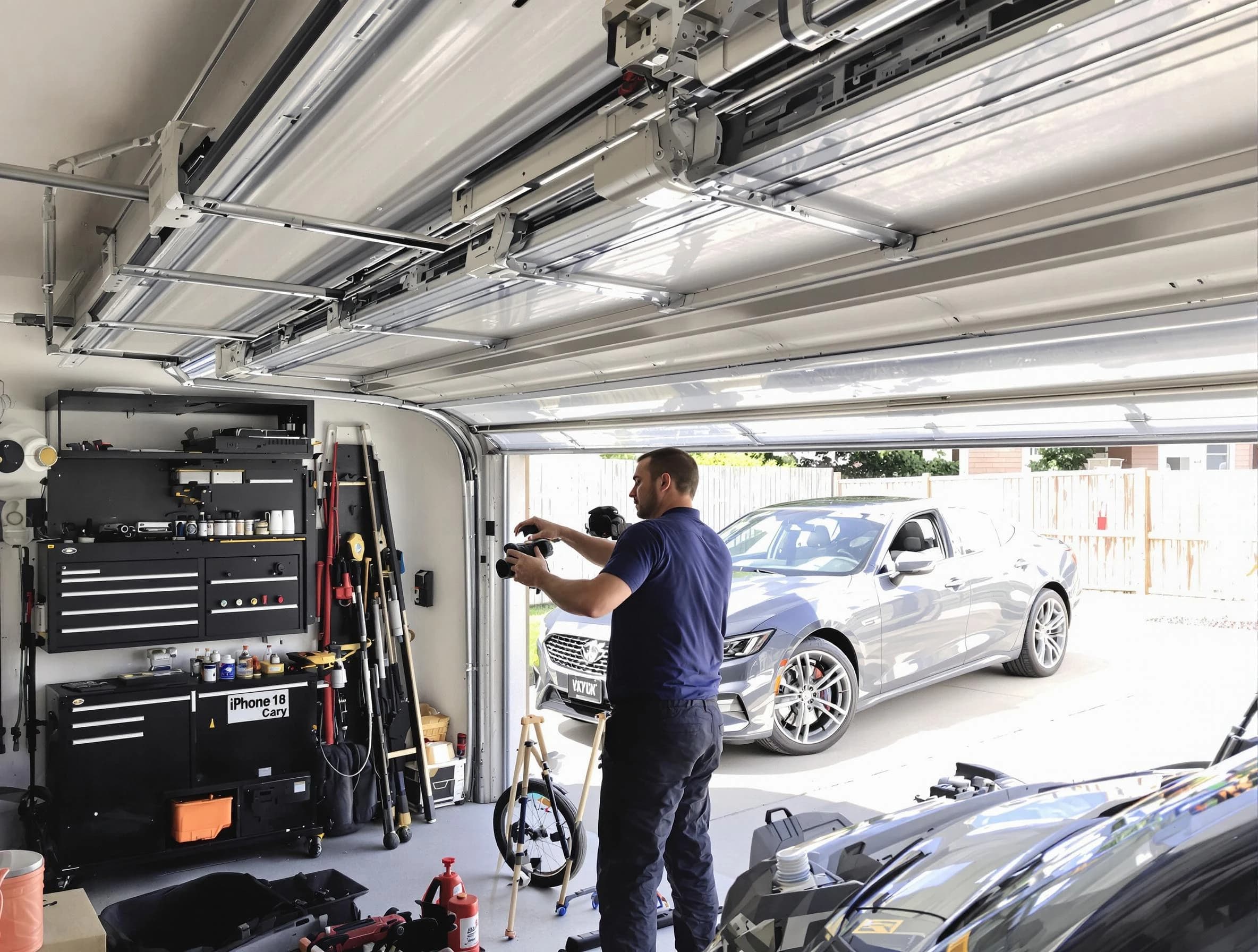 Lewisburg Garage Door Repair technician fixing noisy garage door in Lewisburg