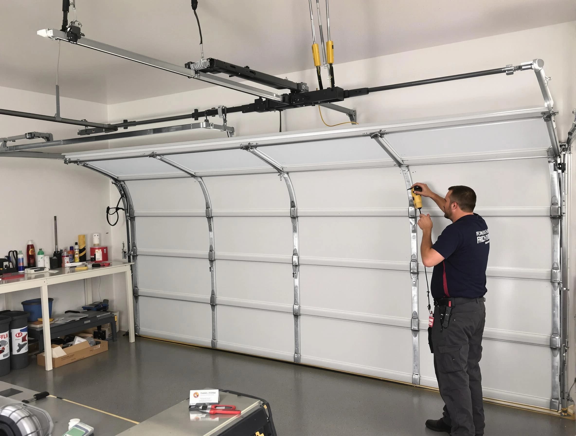 Lewisburg Garage Door Repair certified technician performing overhead door system repair in Lewisburg