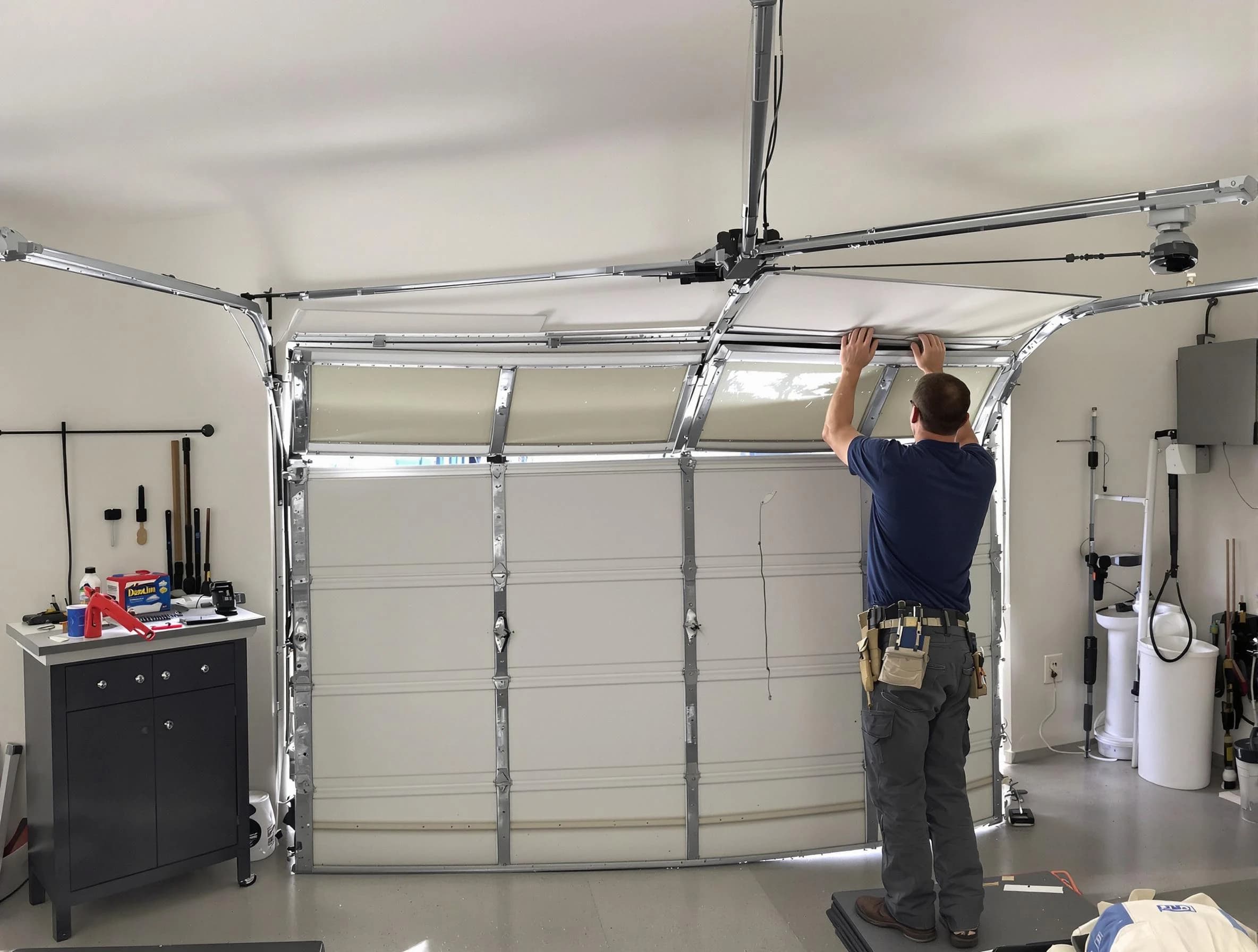 Lewisburg Garage Door Repair specialist performing precise section replacement on Lewisburg garage door