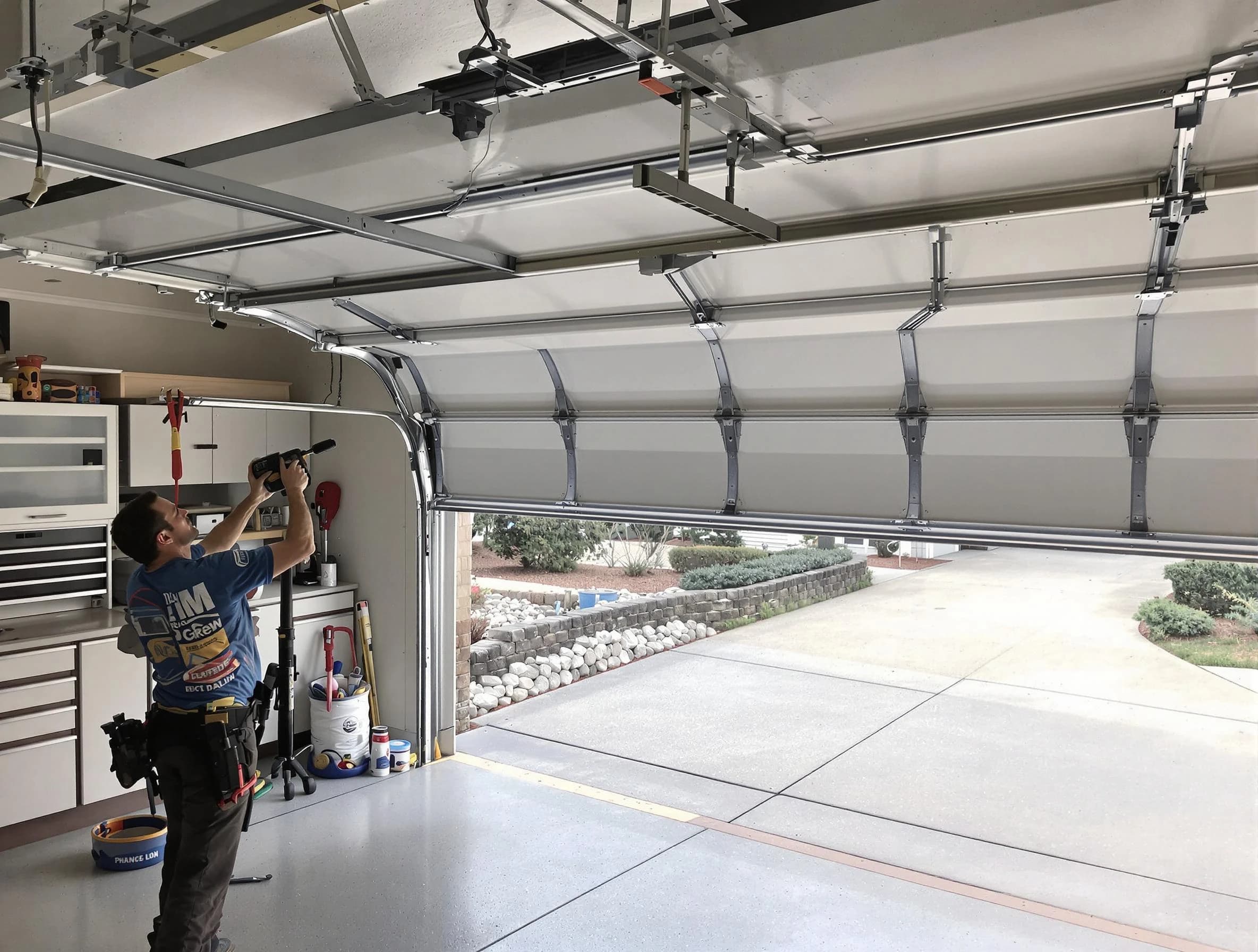Garage door track repair service by Lewisburg Garage Door Repair in Lewisburg