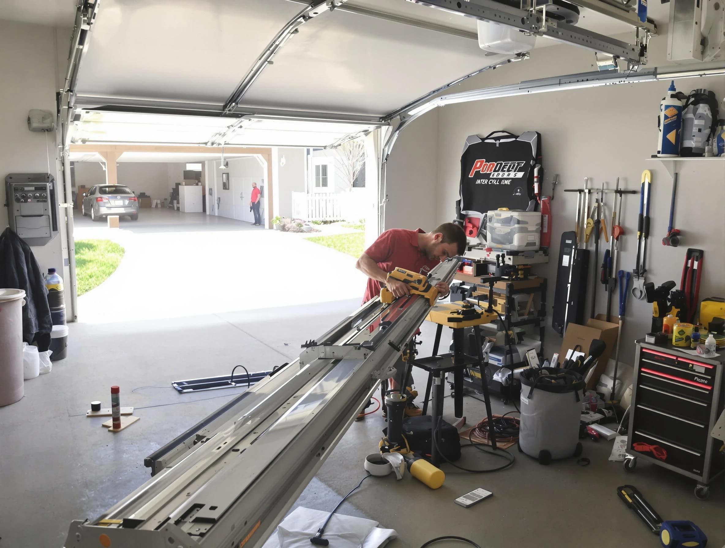 Lewisburg Garage Door Repair expert performing track repair in Lewisburg