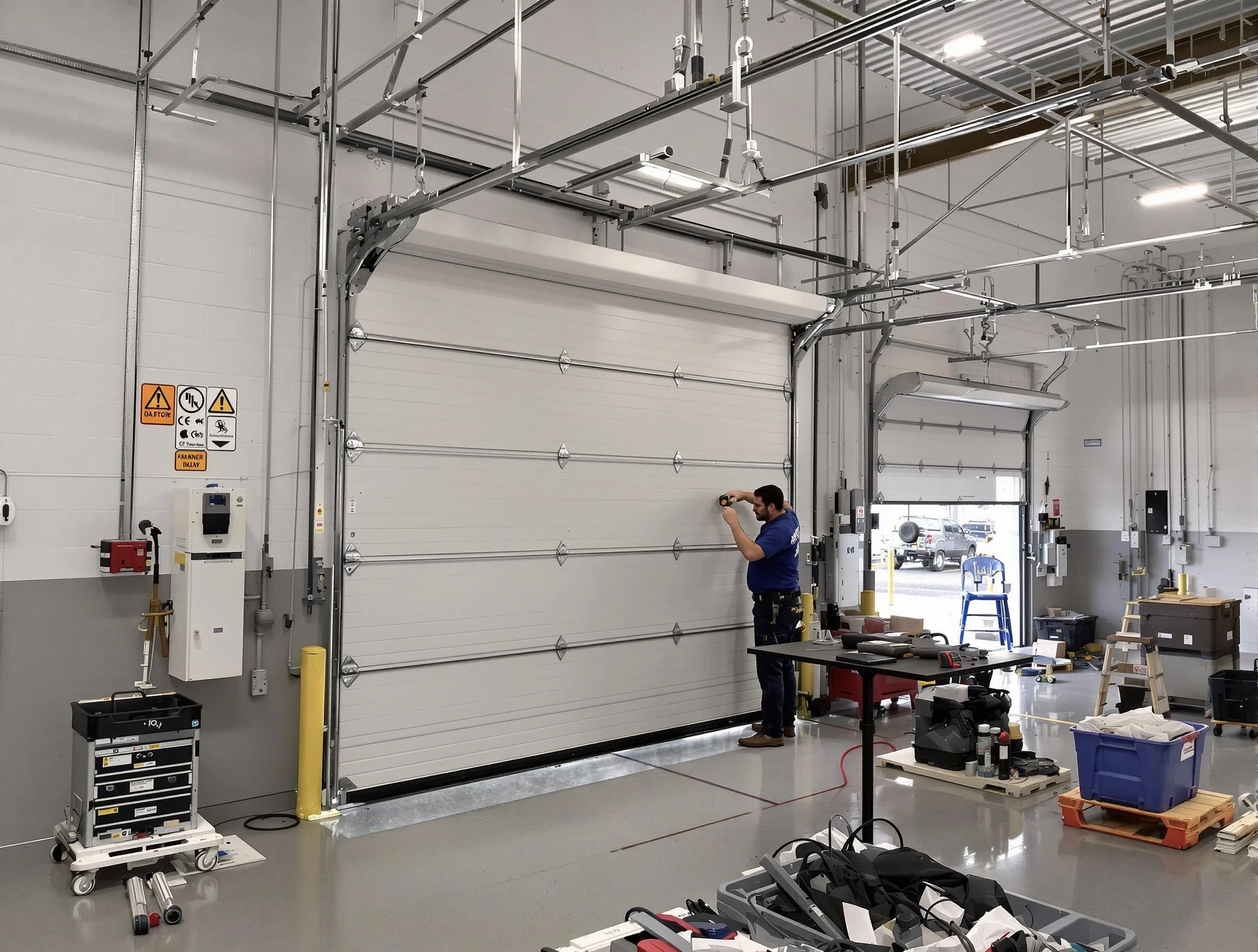 Commercial garage door repair being performed by Lewisburg Garage Door Repair expert in Lewisburg
