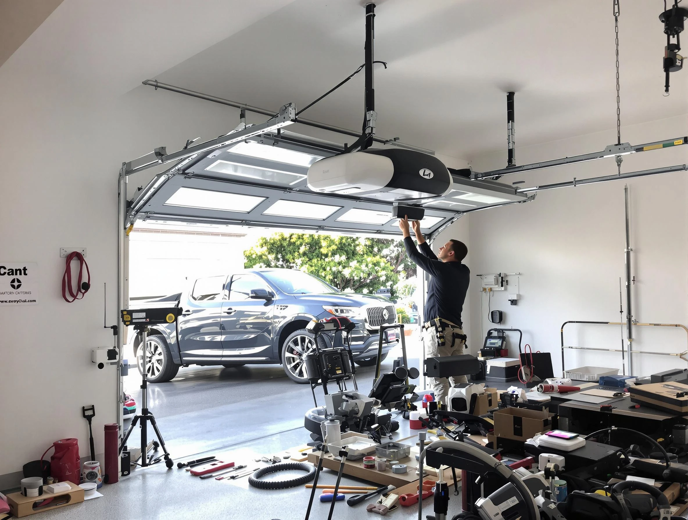 Lewisburg Garage Door Repair specialist installing smart garage door opener system in Lewisburg home