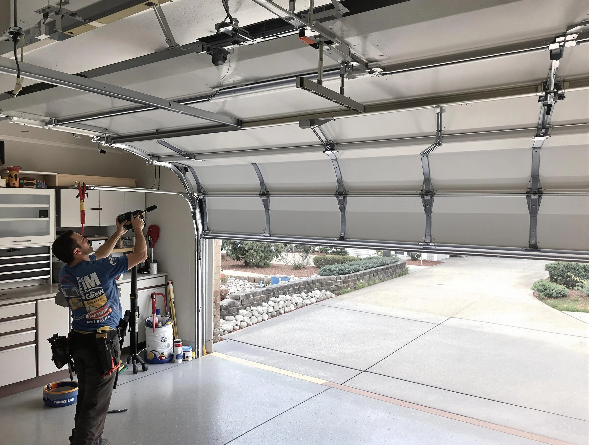 Garage door track repair service by Lewisburg Garage Door Repair in Lewisburg